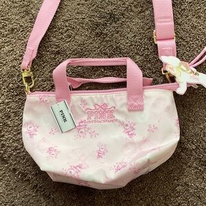 Victoria's Secret PINK Floral Mini Duffle Bag in Cream and Pink